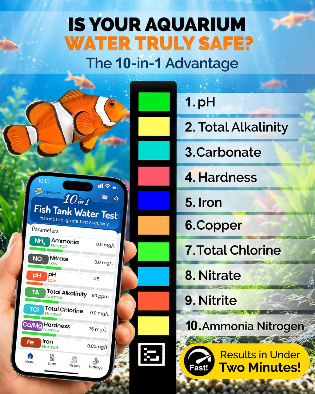 App-Enabled 10-in-1 Aquarium Water Test Kit Q6886