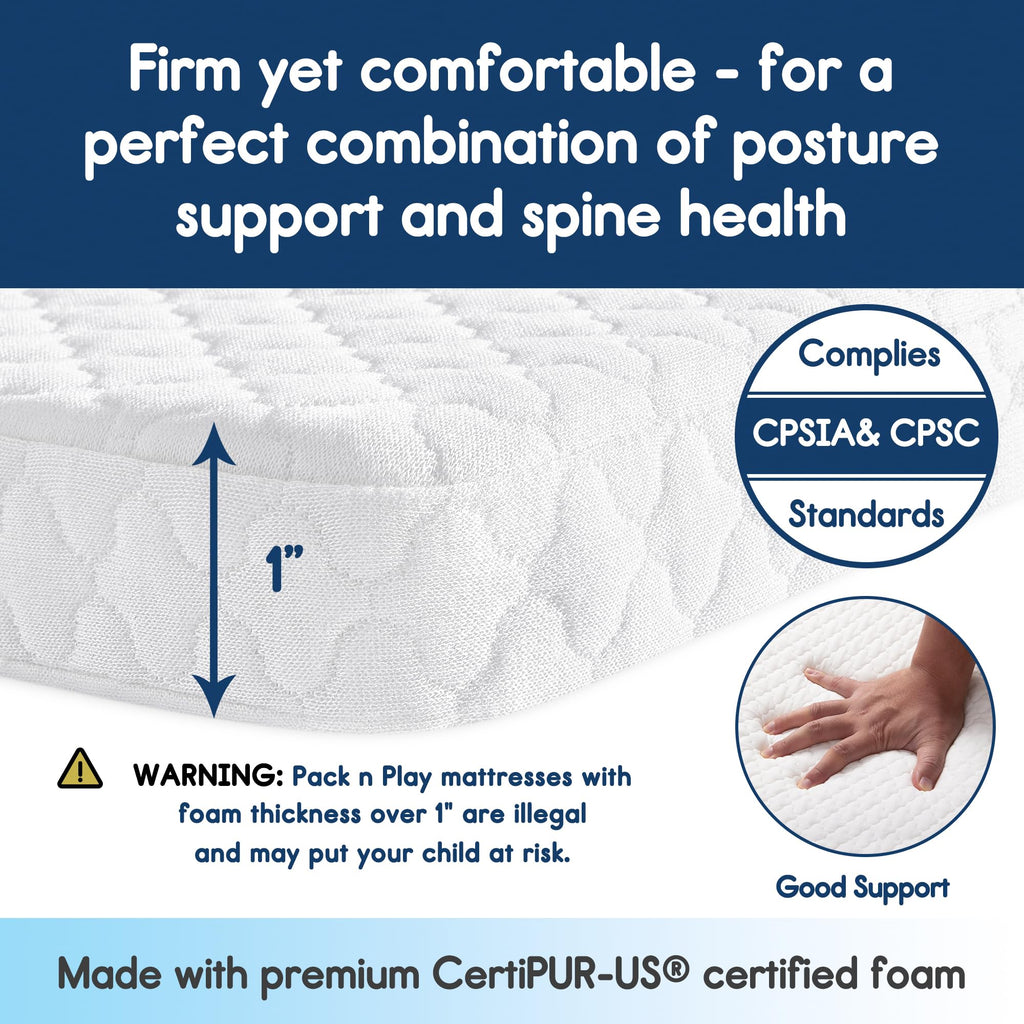Waterproof Pack and Play Mattress 38"x26" White Z85138