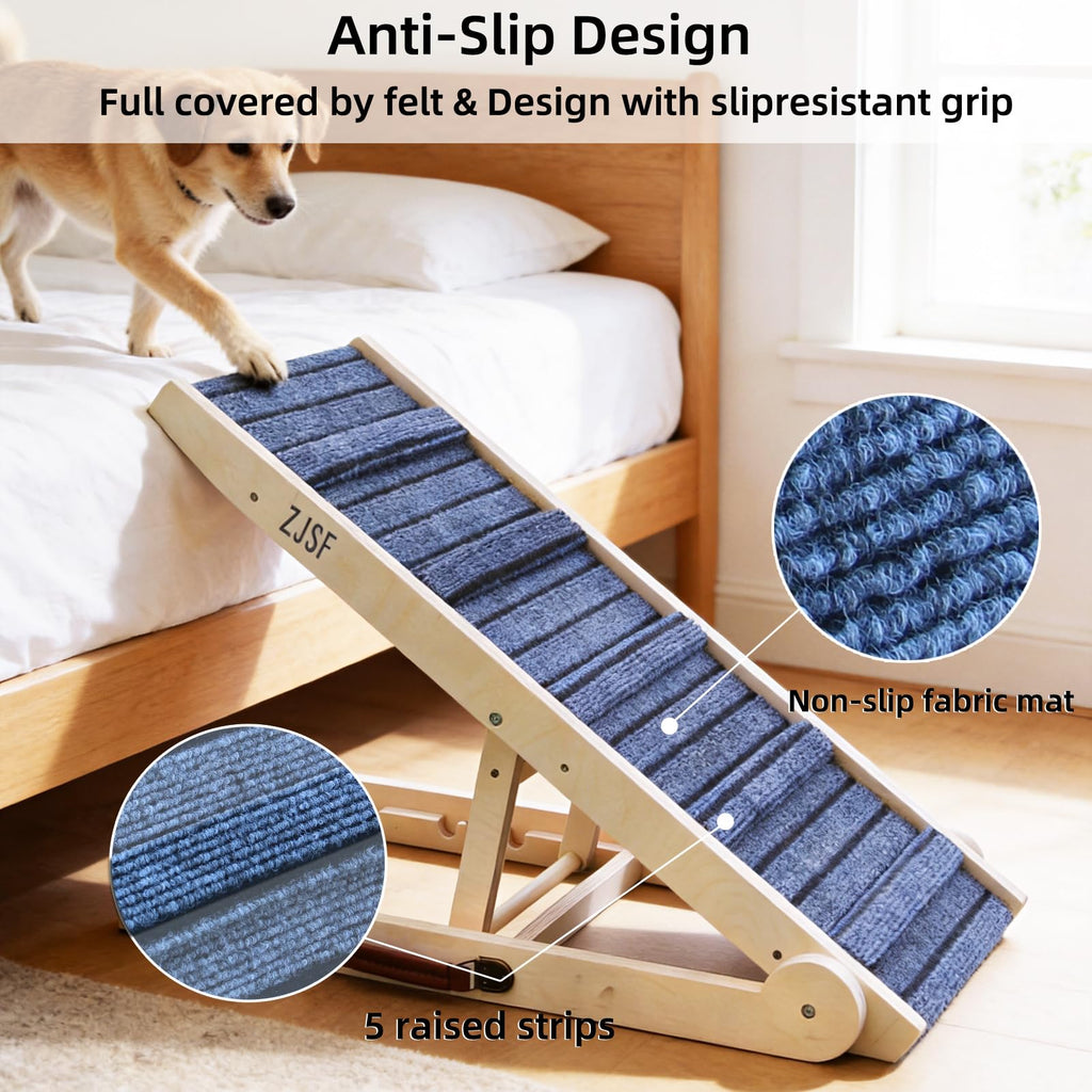 Foldable Wooden Dog Ramp 4 Adjustable Heights L23974