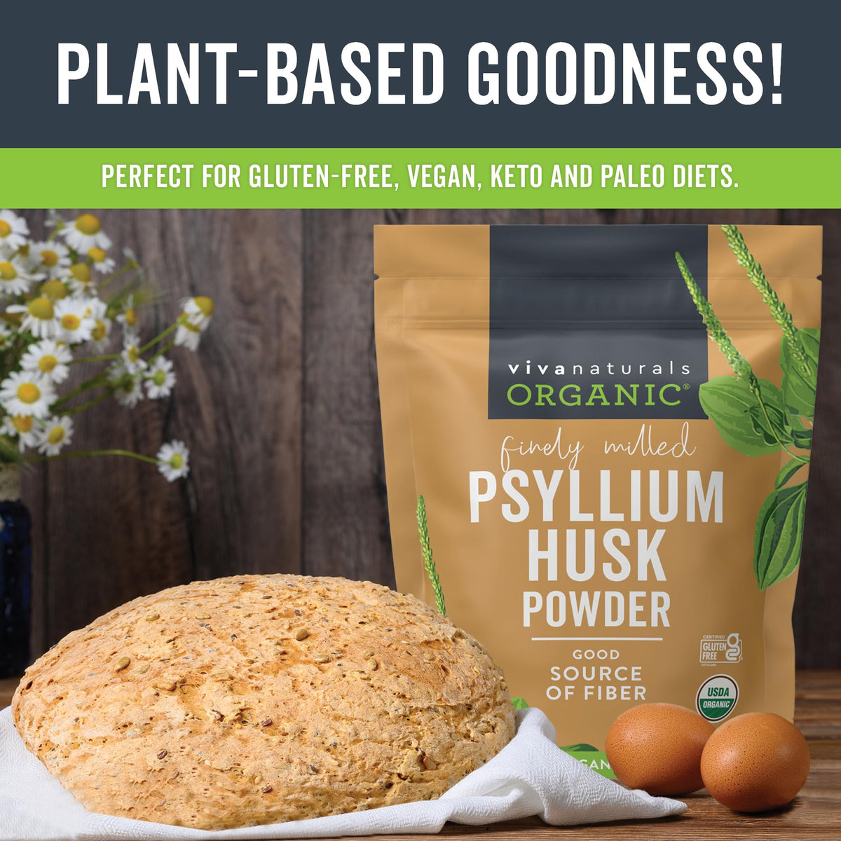 24 oz Organic Psyllium Husk Powder & 8 fl oz Gentle Facial Cleanser Bundle Q501