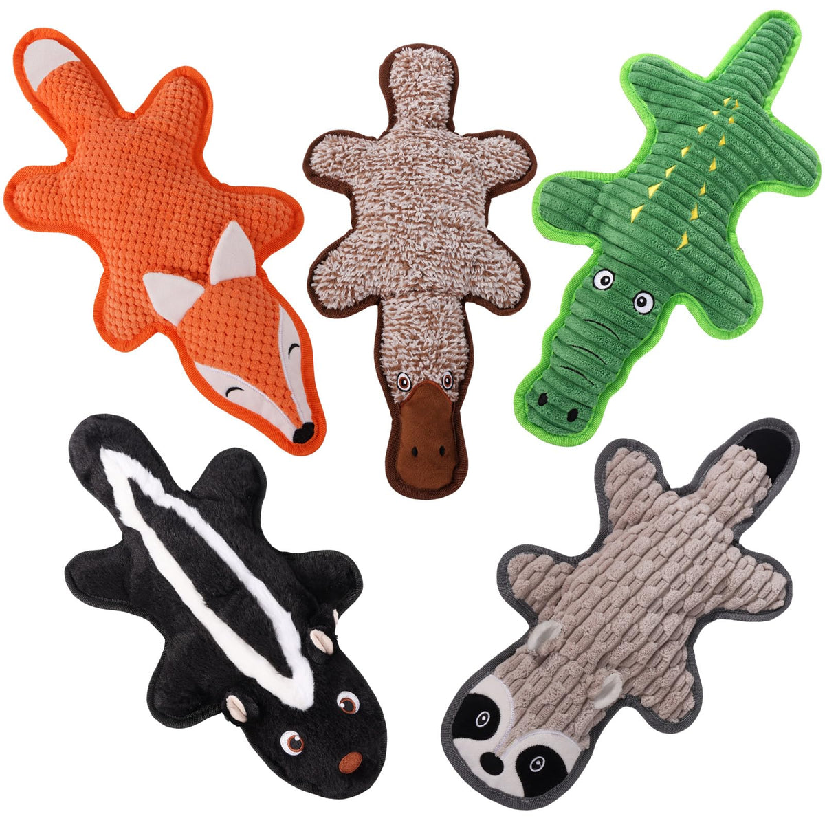 5 Pack Squeaky Plush Dog Toys with Crinkle Paper D36111