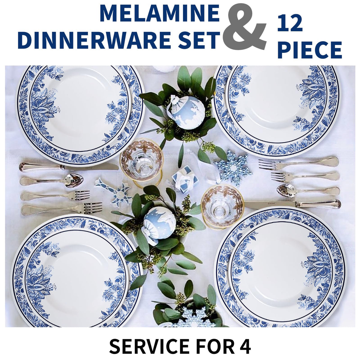 12 Pc Floral Melamine Dinnerware Set G322