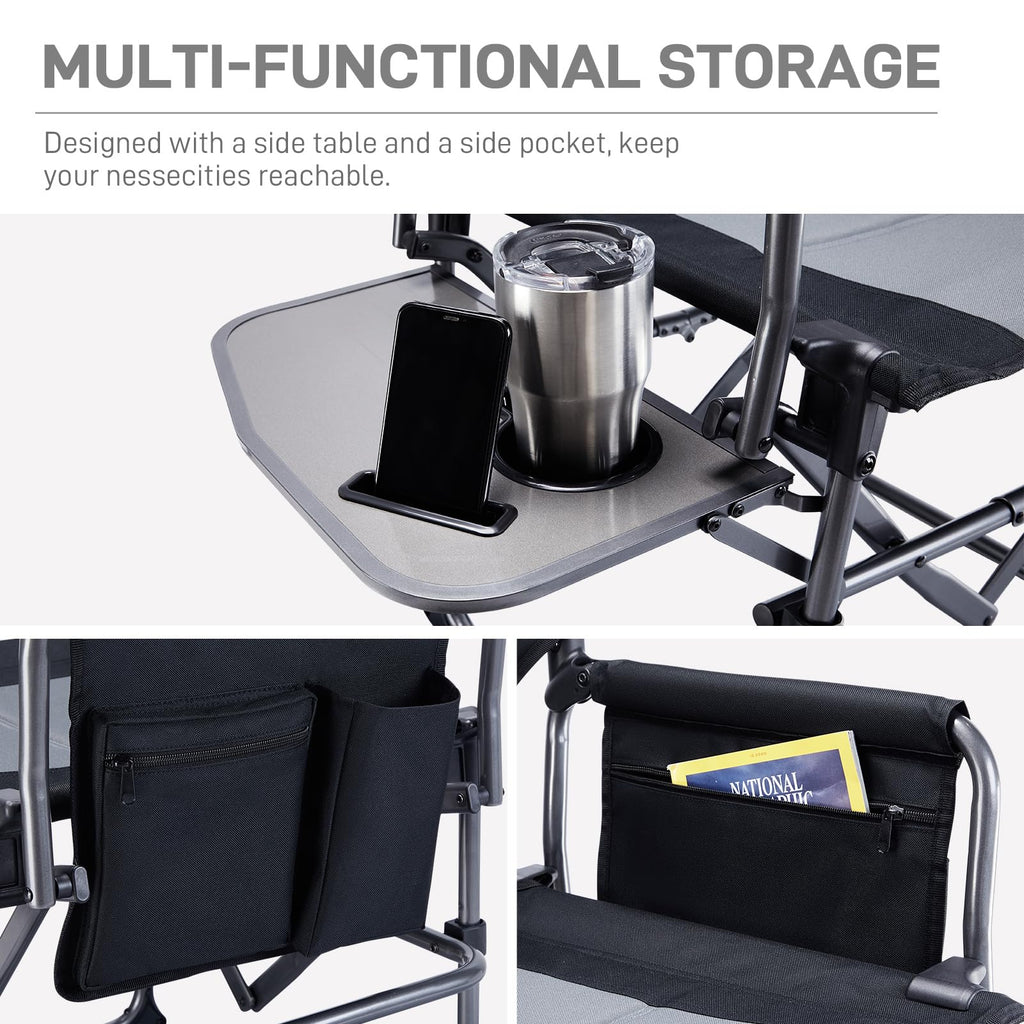 Portable Folding Camping Chair with Side Table, Black F784253
