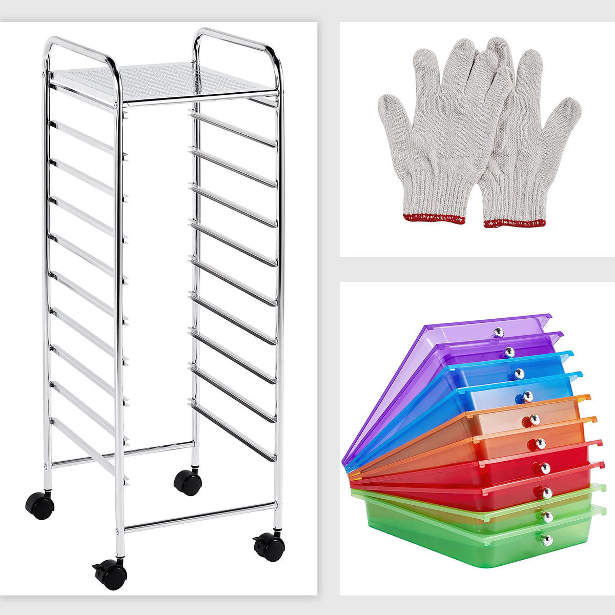 10 Drawer Rolling Cart with Locking Wheels N124