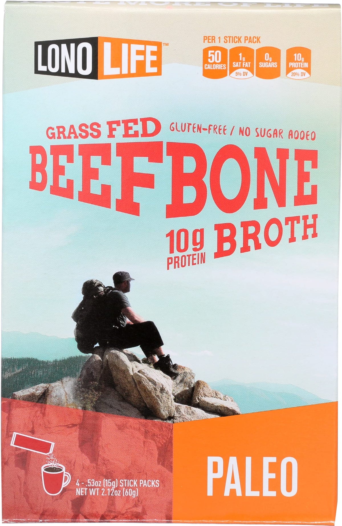 Grass Fed Beef Bone Broth Sticks 4 Count 2.12 Ounce Pack of 6 A533