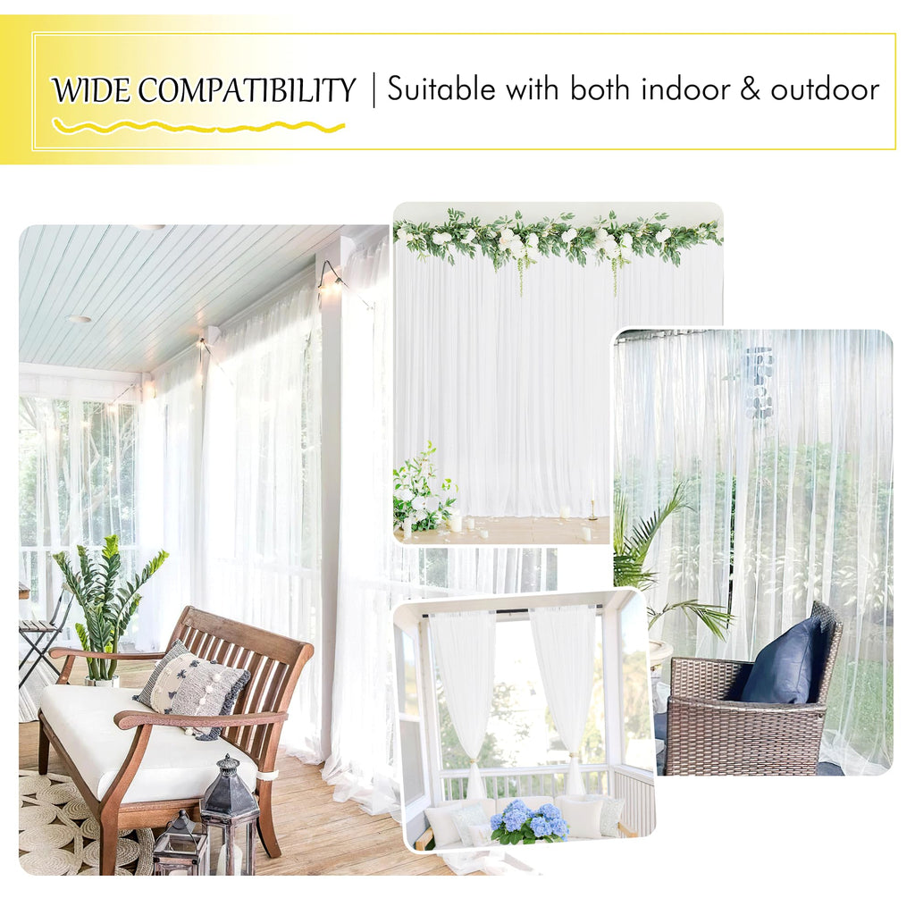 White 2 Panels Waterproof Mosquito Netting Curtains H382