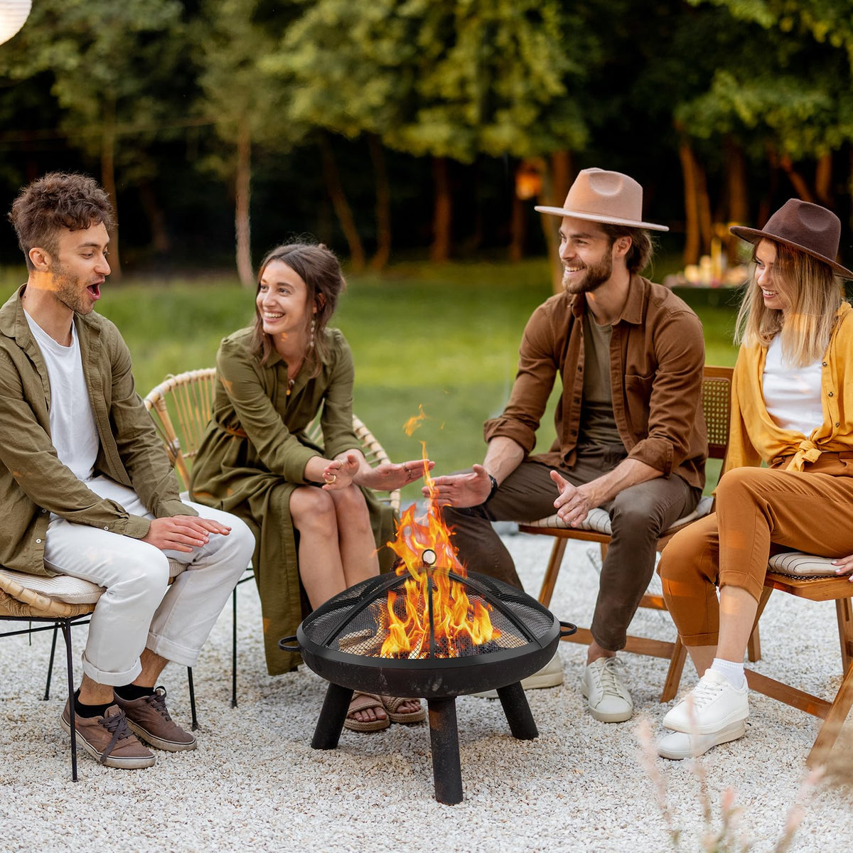 30 Inch Round Fire Pit Screen with Handle & Poker A935
