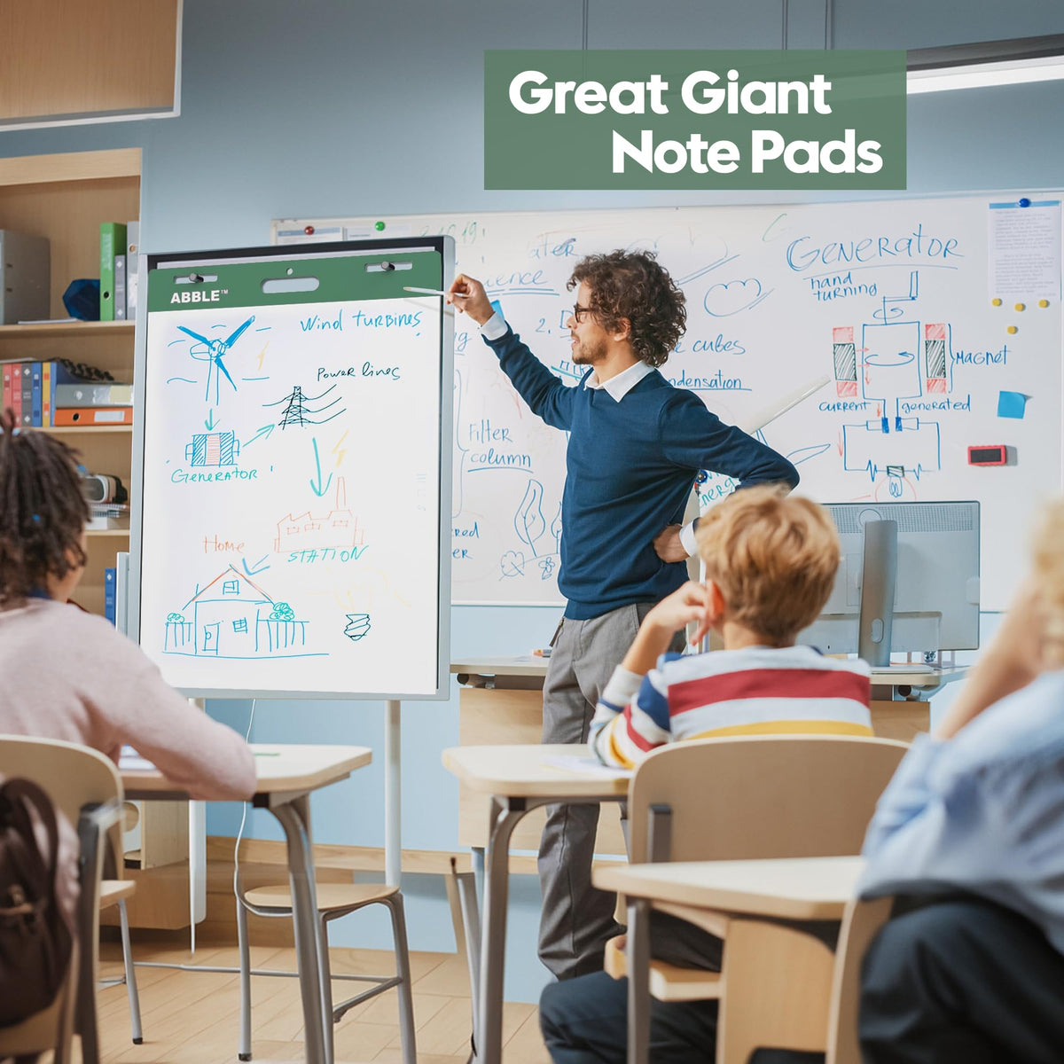 Super Sticky Easel Pad, 25 x 30 Inches, 30 Sheets/Pad, 8 Pads/Pack, Green L8430