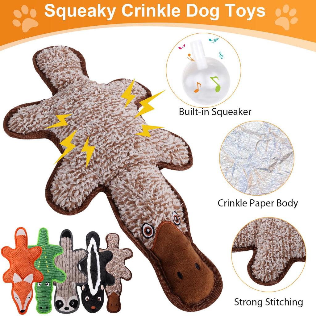 5 Pack Squeaky Plush Dog Toys with Crinkle Paper D36111