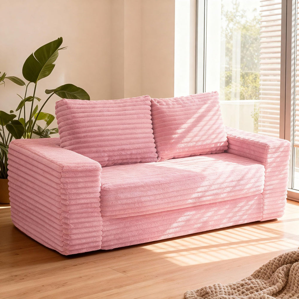 62" Pink Convertible Folding Sofa Bed Y8488