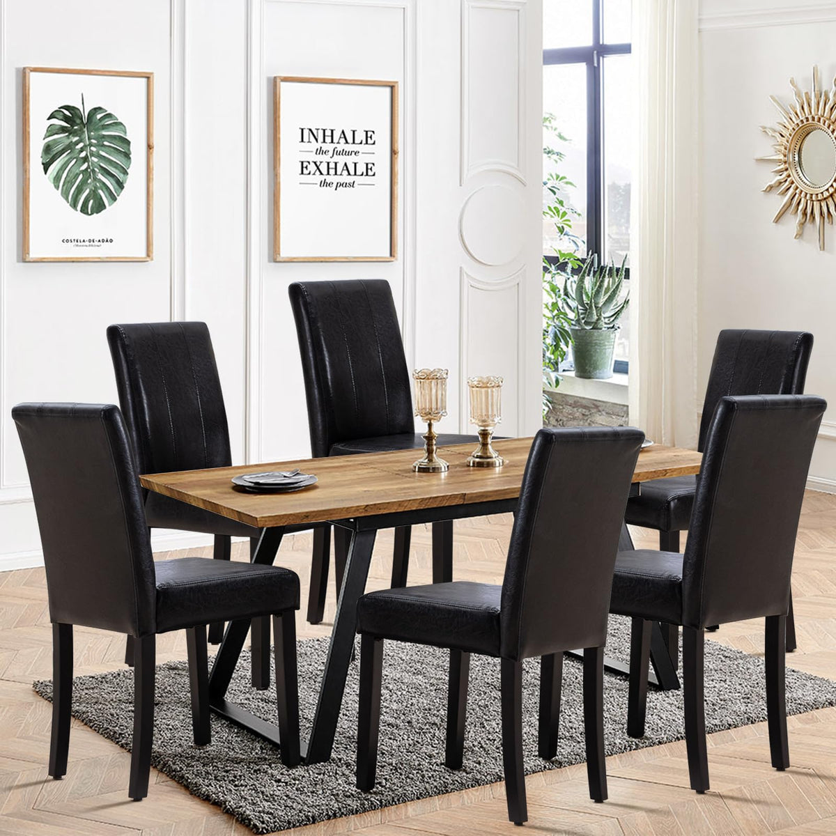 Black PU Leather Dining Chairs Set of 4 G9490