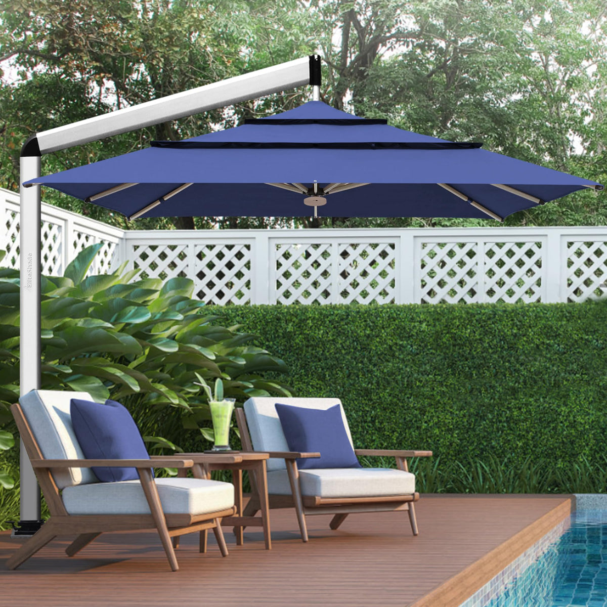 10x10FT Aluminum Cantilever Patio Umbrella with Light J680