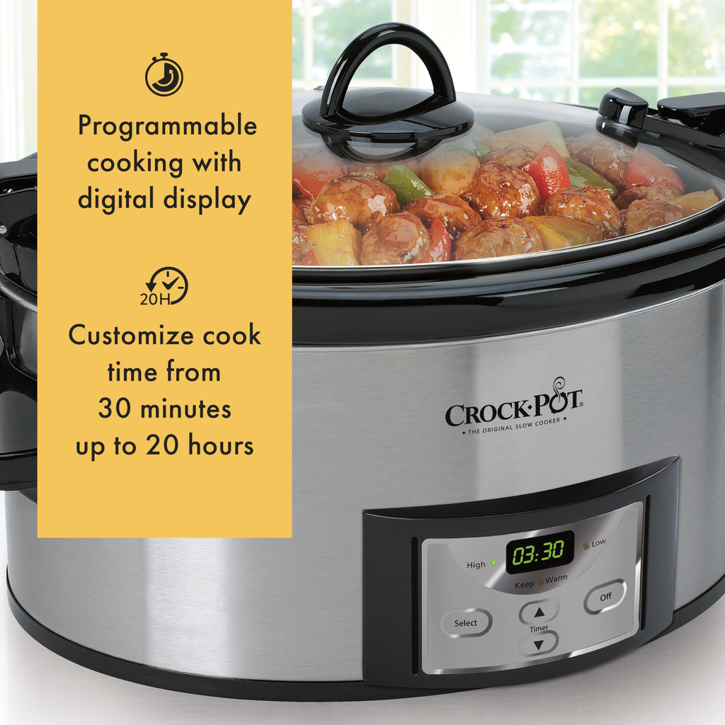 6 Quart Programmable Slow Cooker with Digital Timer Stainless Steel X986