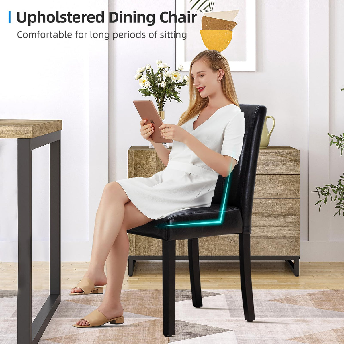 Black PU Leather Dining Chairs Set of 4 G9490