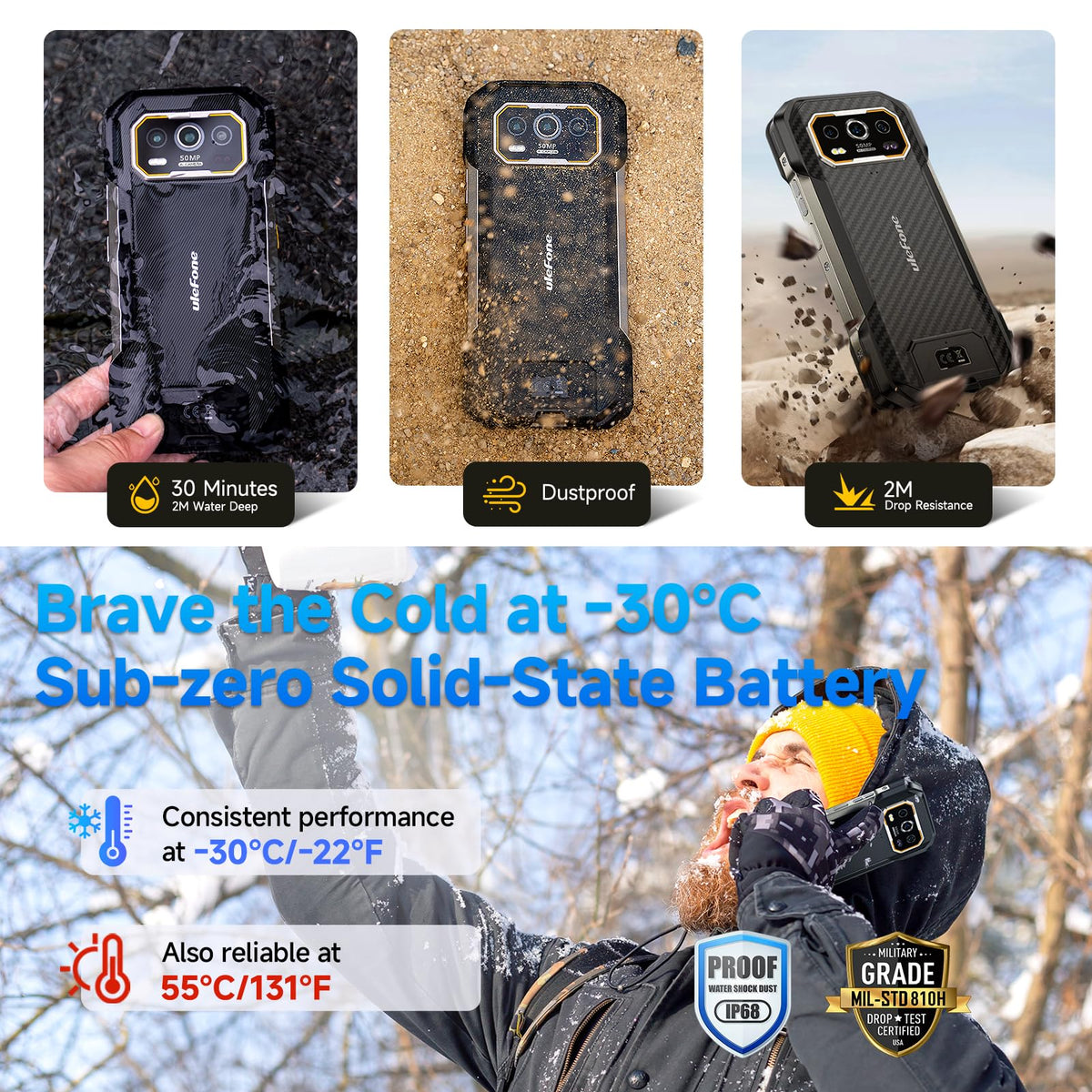 Rugged Smartphone Unlocked 64MP Night Vision 50MP Ultra-Wide Camera B514884