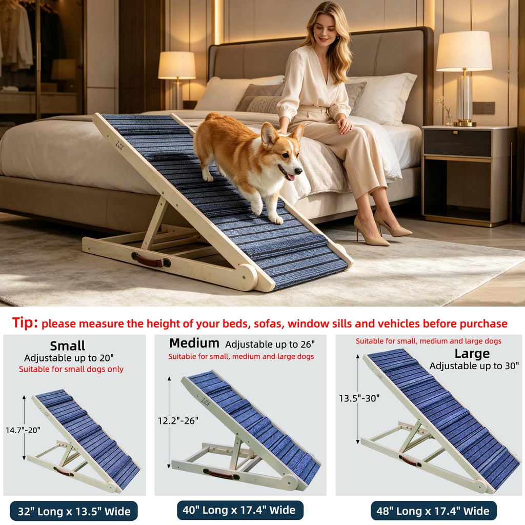 Foldable Wooden Dog Ramp 4 Adjustable Heights L23974