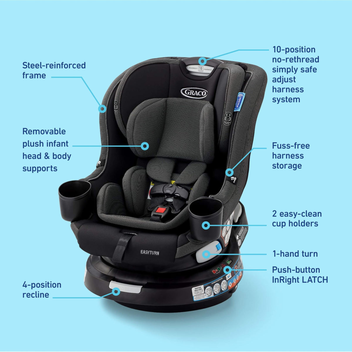 2-in-1 Rotating Convertible Car Seat K104