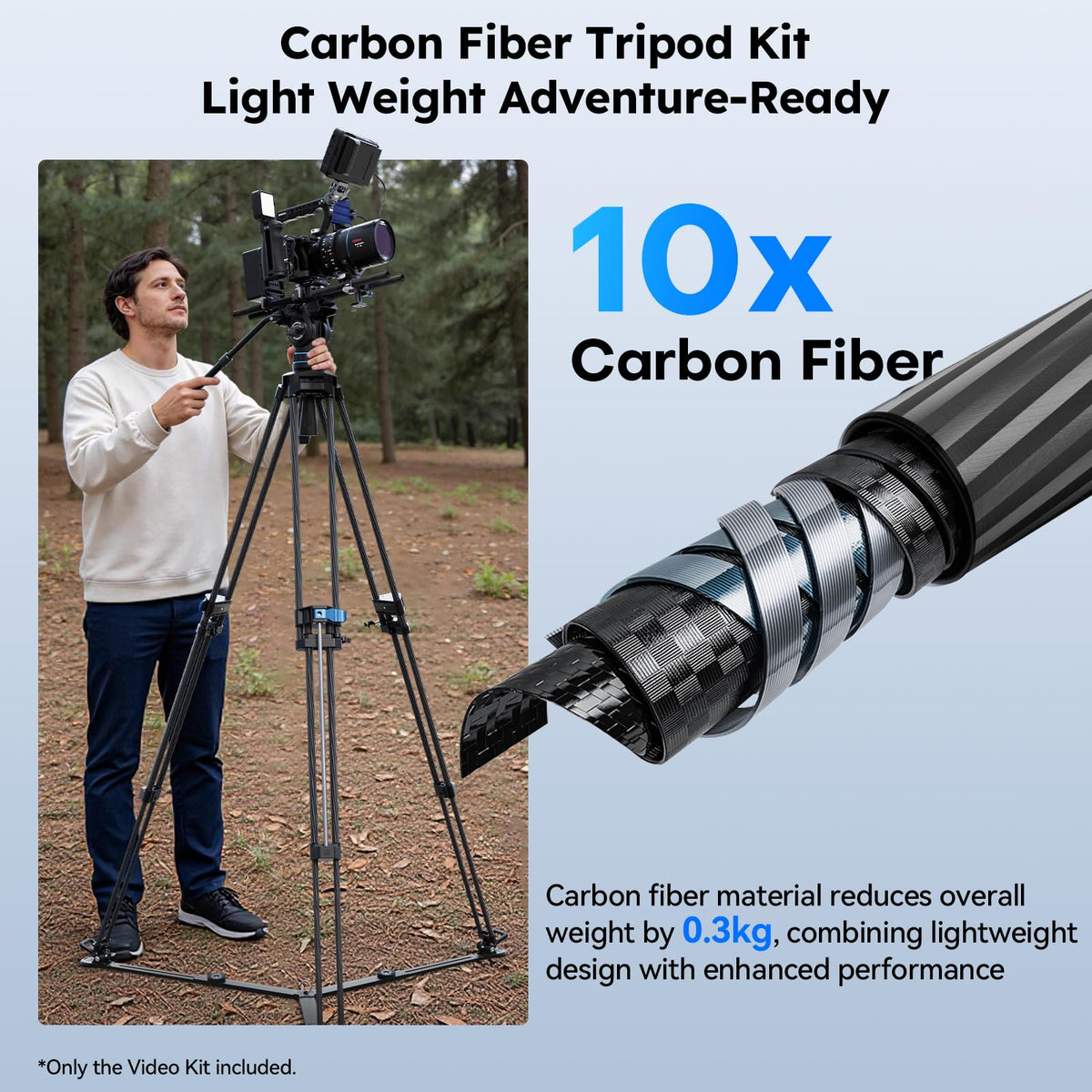 Carbon Fiber Video Tripod with Fluid Head V721