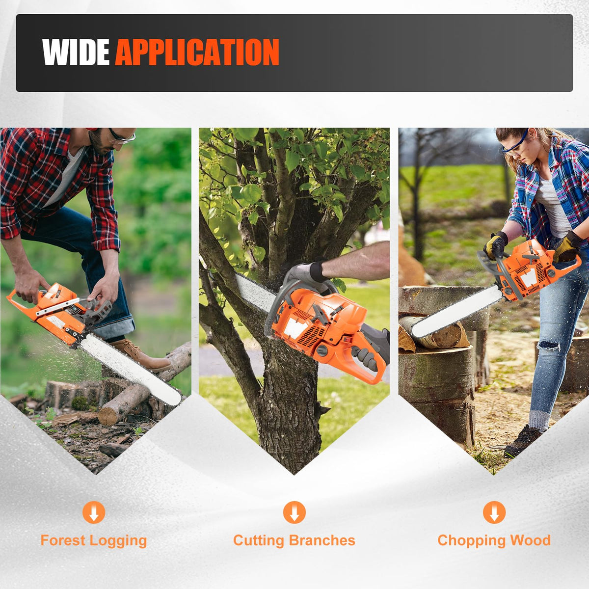 Gas Powered Chainsaw, 71.8cc 2-Stroke, 24 Inch M9508