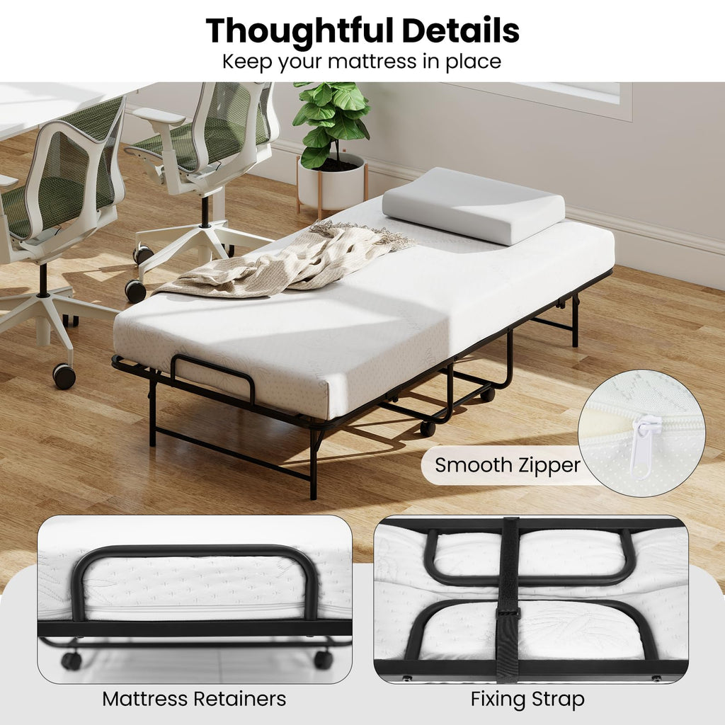 Twin Folding Bed Frame with Memory Foam Mattress F400144