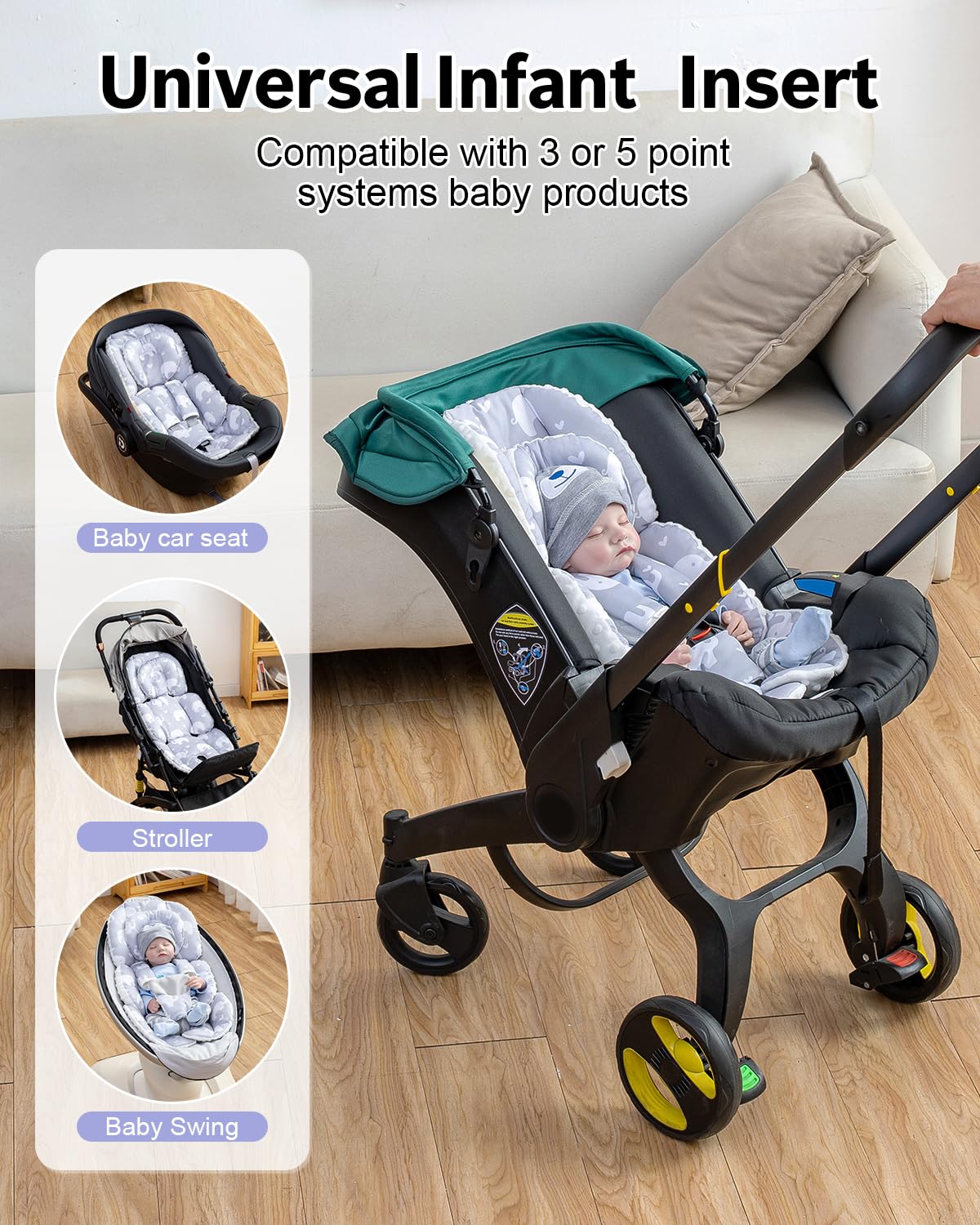 Infant Car Seat Insert with Headrest F9748
