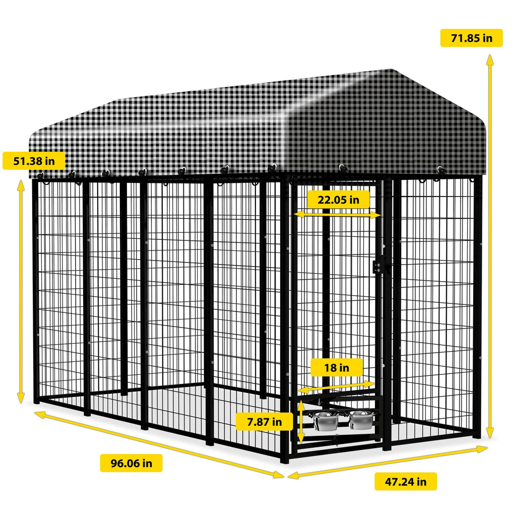 Heavy Duty Outdoor Dog Kennel with Roof Cover R65932
