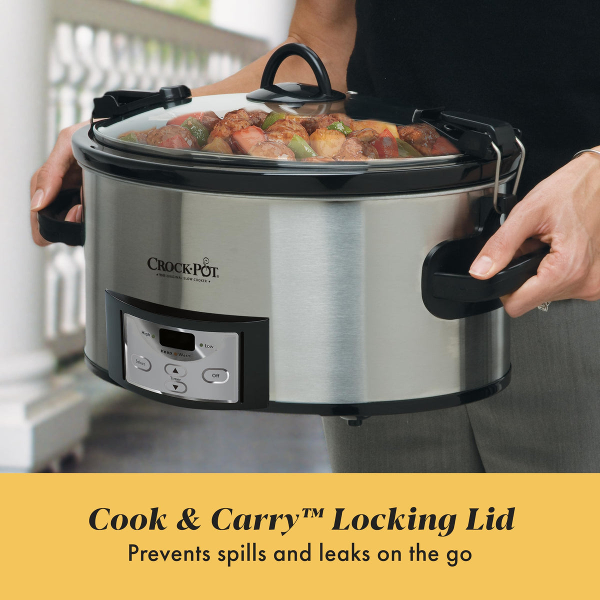 6 Quart Programmable Slow Cooker with Digital Timer Stainless Steel X986