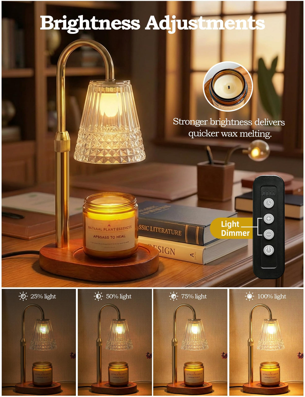 Dimmable Height Adjustable Candle Warmer Lamp with Timer Z708968
