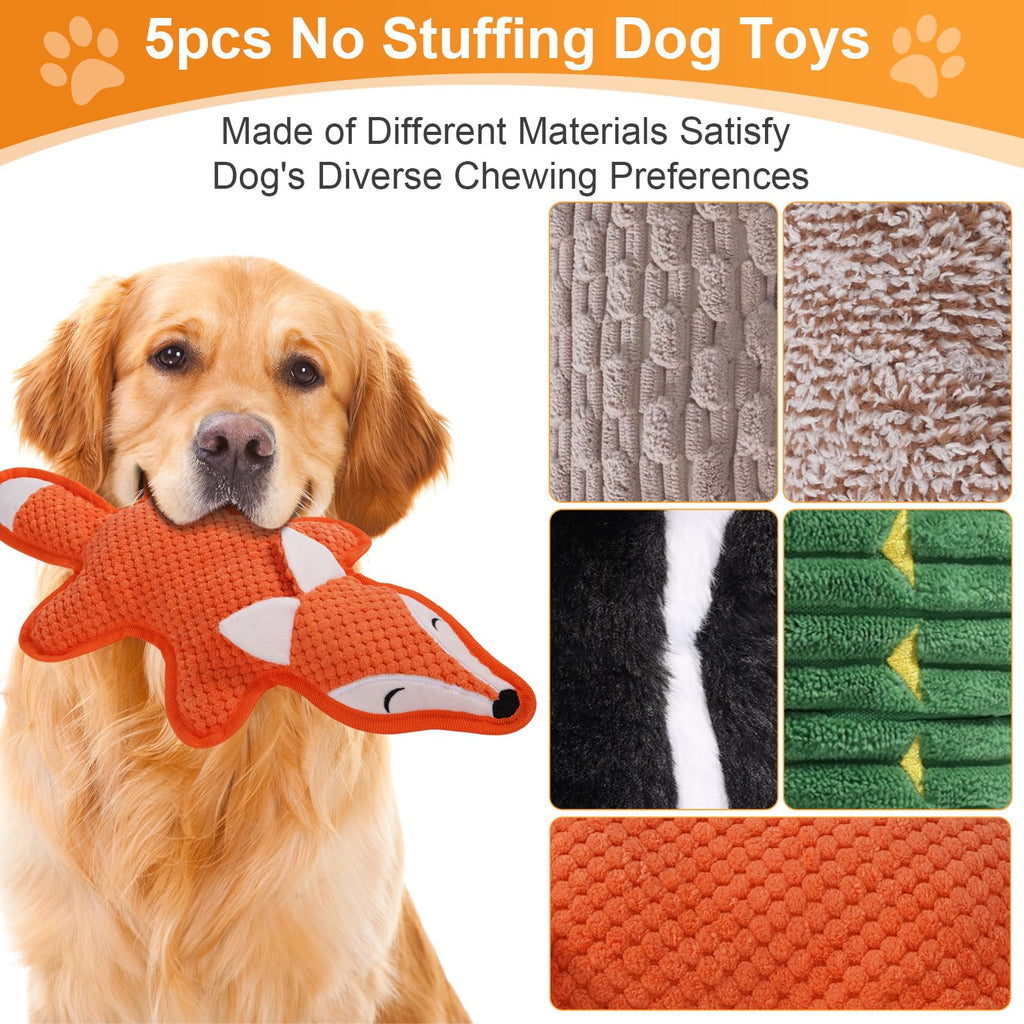 5 Pack Squeaky Plush Dog Toys with Crinkle Paper D36111