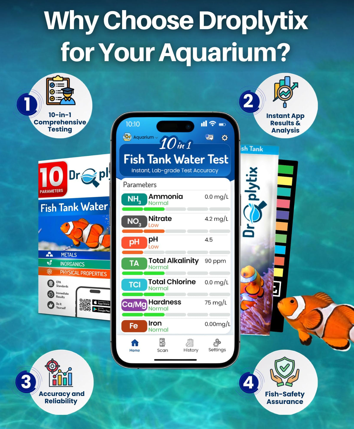 App-Enabled 10-in-1 Aquarium Water Test Kit Q6886