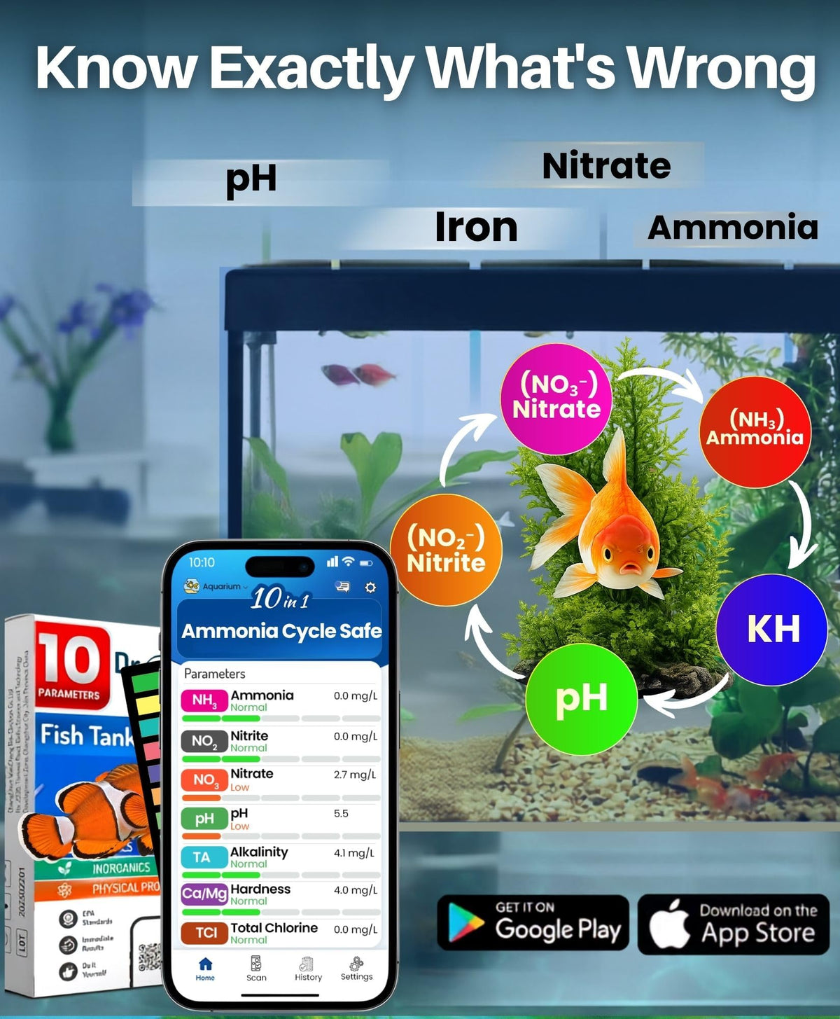 App-Enabled 10-in-1 Aquarium Water Test Kit Q6886