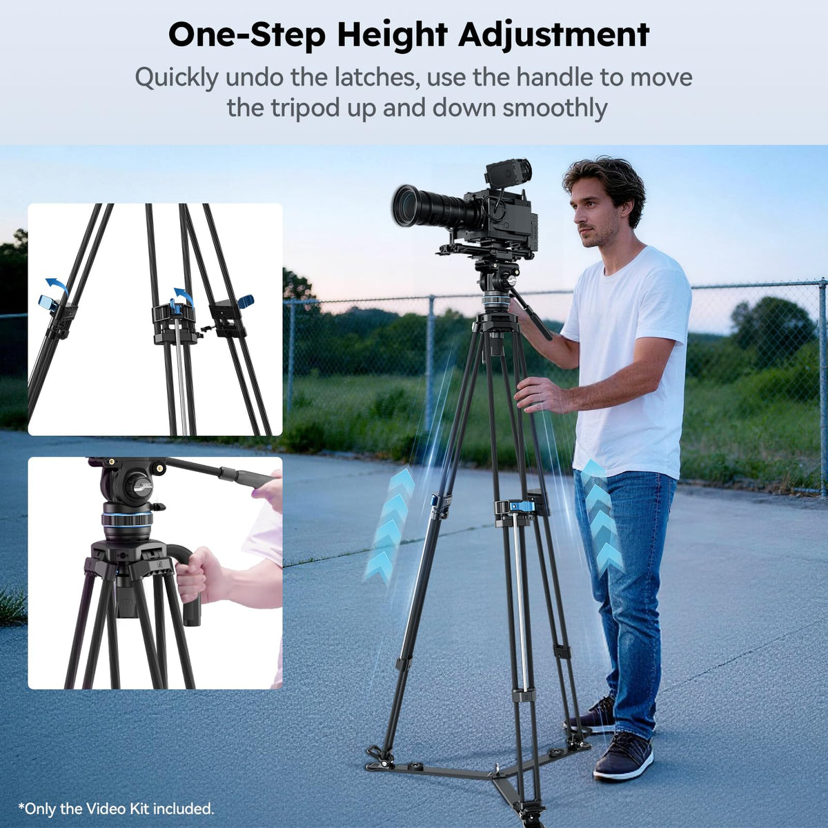 Carbon Fiber Video Tripod with Fluid Head V721