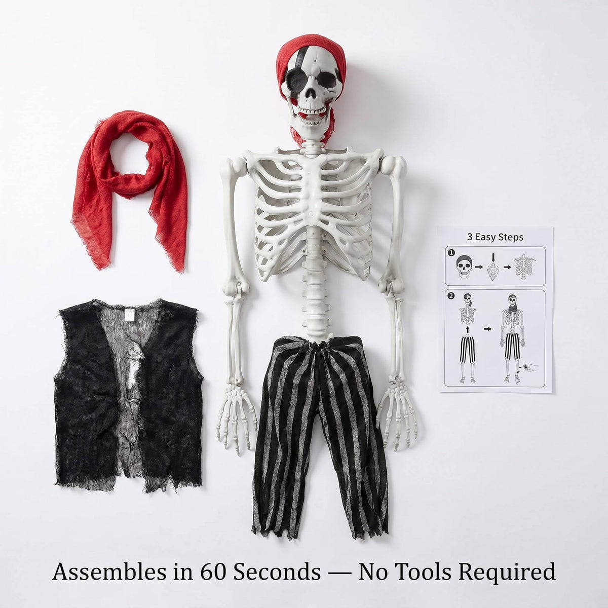 Life Size Pirate Skeleton Halloween Decoration R367