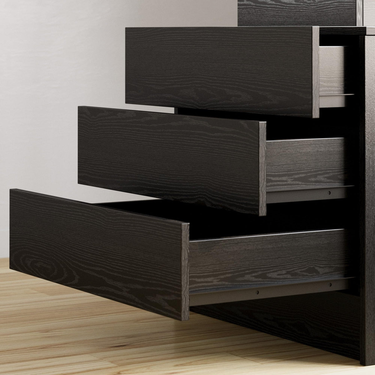 Black 3 Drawer Nightstand with Charging Station Z7212
