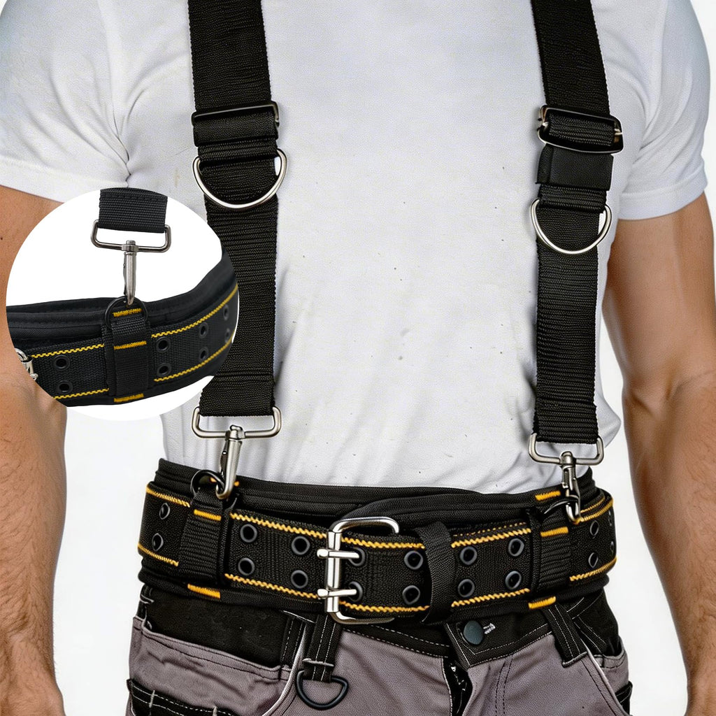 2-Inch Padded Tool Belt with 4 D-Rings Heavy Duty Double Metal Roller Buckle Y477440