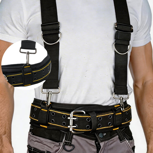2-Inch Padded Tool Belt with 4 D-Rings Heavy Duty Double Metal Roller Buckle Y477440
