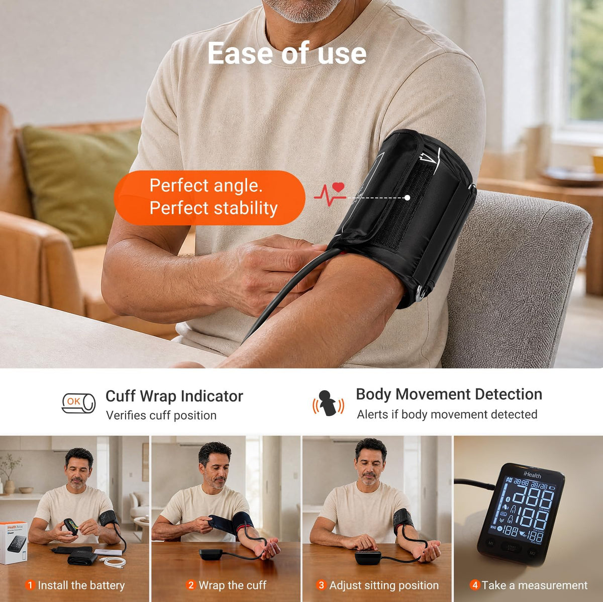 Bluetooth Upper Arm Blood Pressure Monitor with Large Cuff G33881
