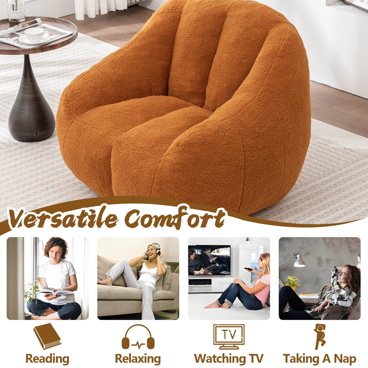 Faux Fur Oversized Bean Bag Chairs with Filler X1400