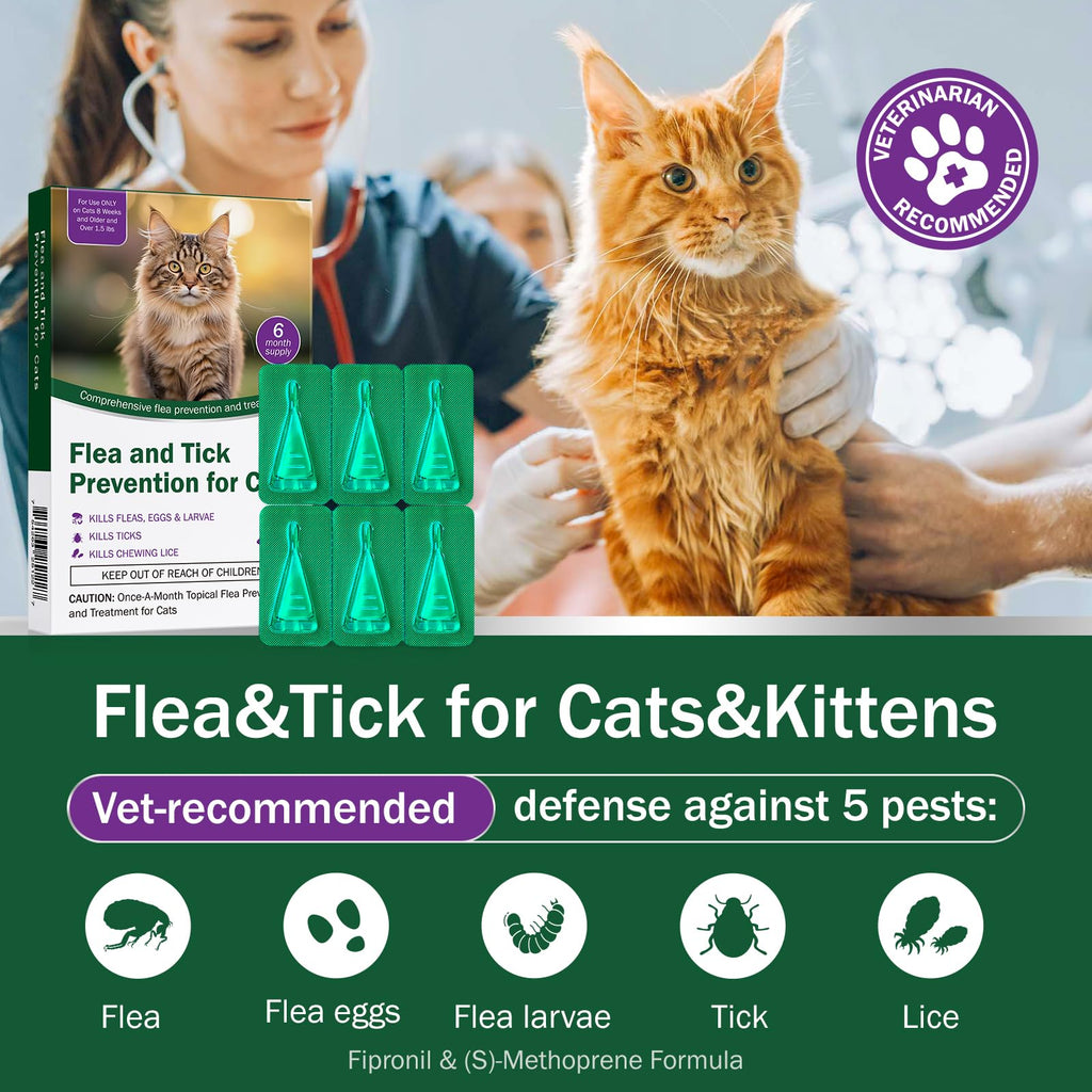 Cat Flea and Tick Prevention 6-Month Supply T5569