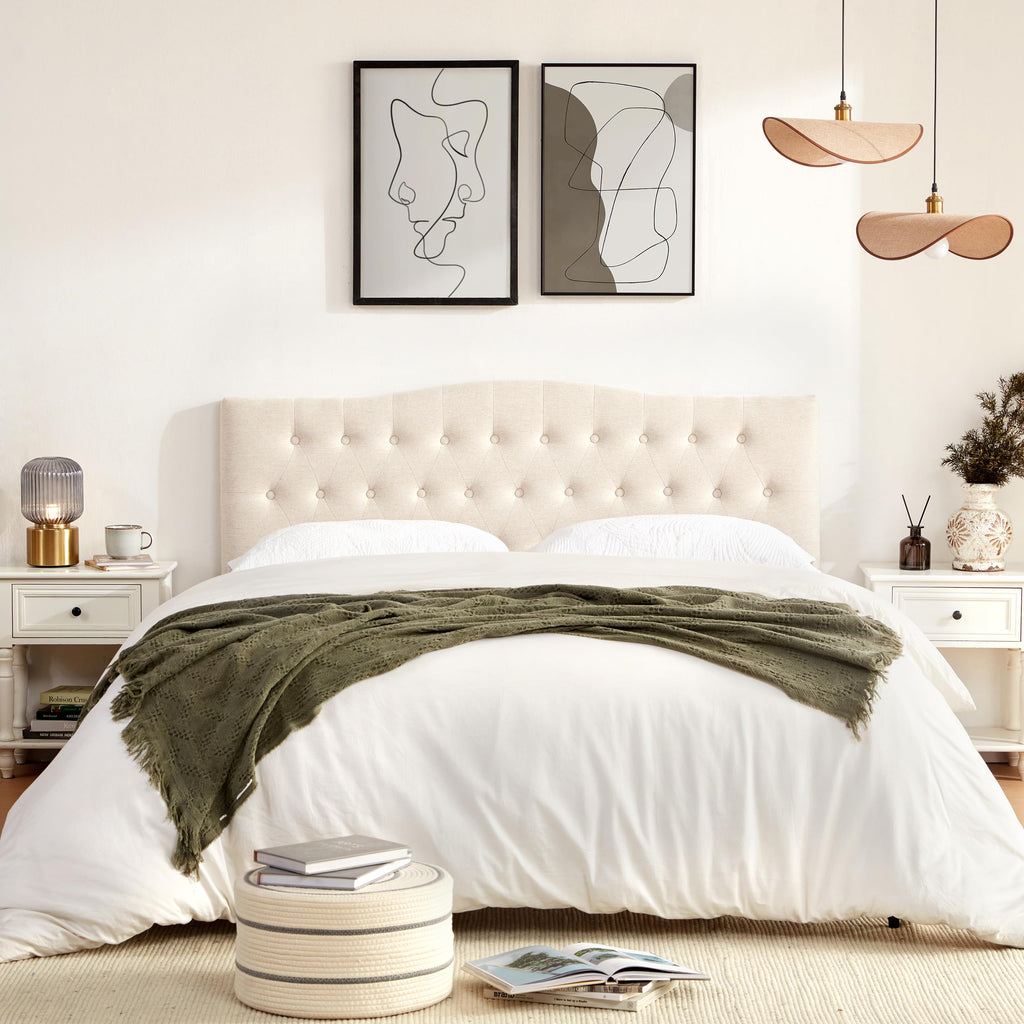 Beige Queen Size Tufted Headboard G906