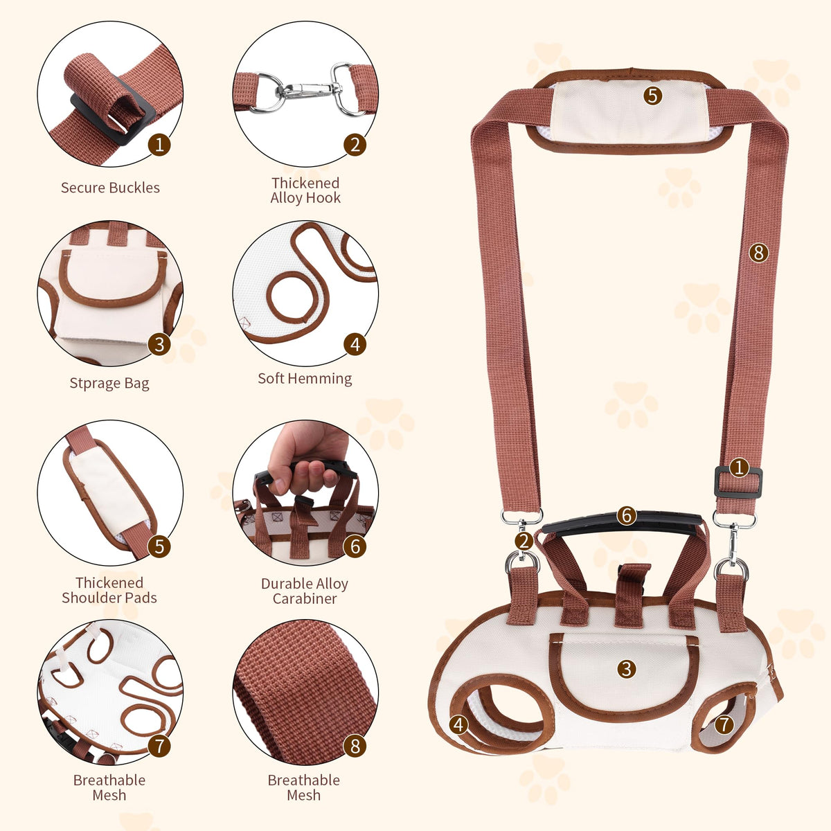 Hands Free Dog Backpack Carrier for Small Dogs, Breathable Pet Carrier with Adjustable Straps F994646