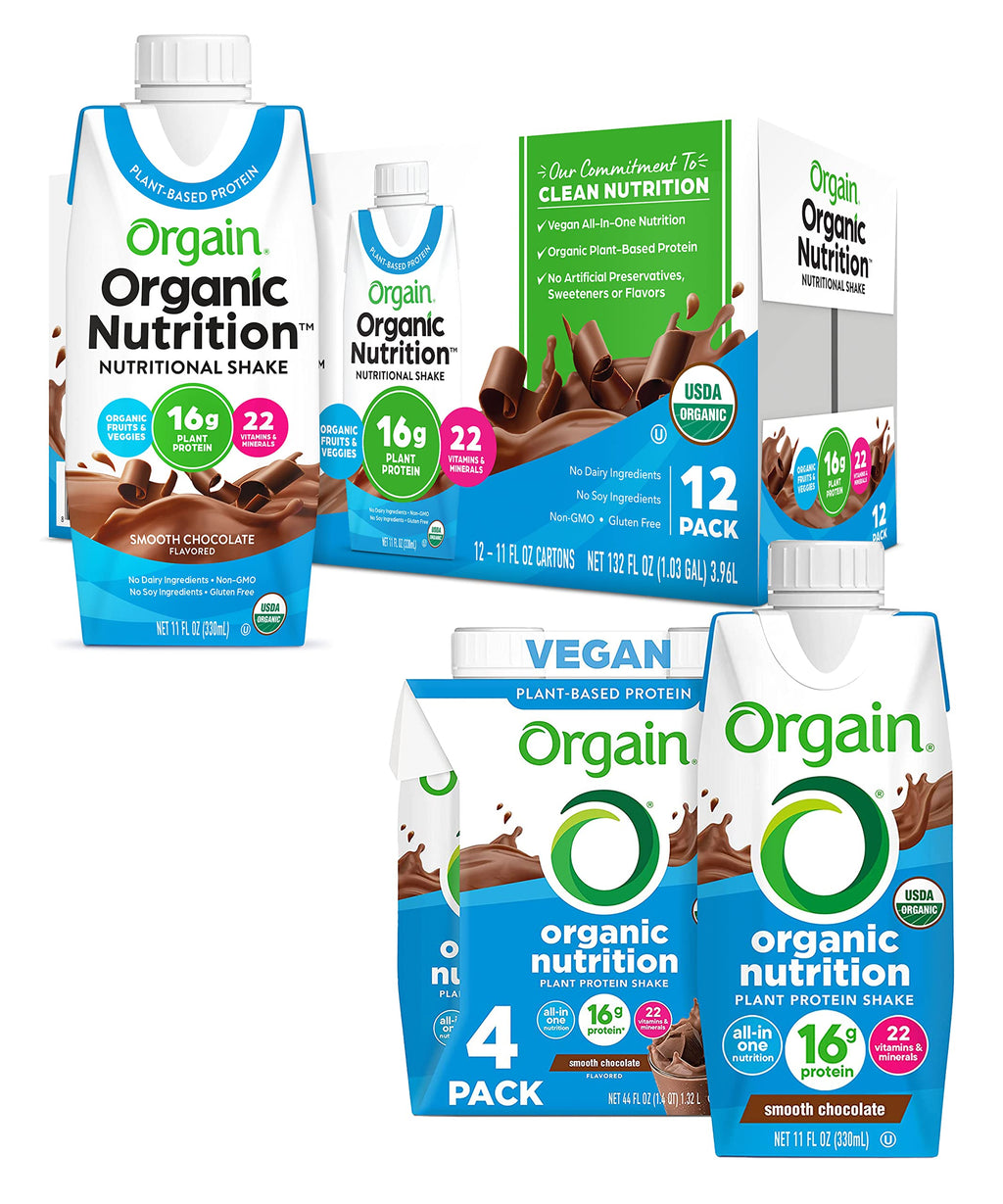 Organic Vegan Plant Based Nutritional Shake, Chocolate Vanilla, 11 Fl Oz (Pack of 4) R8180