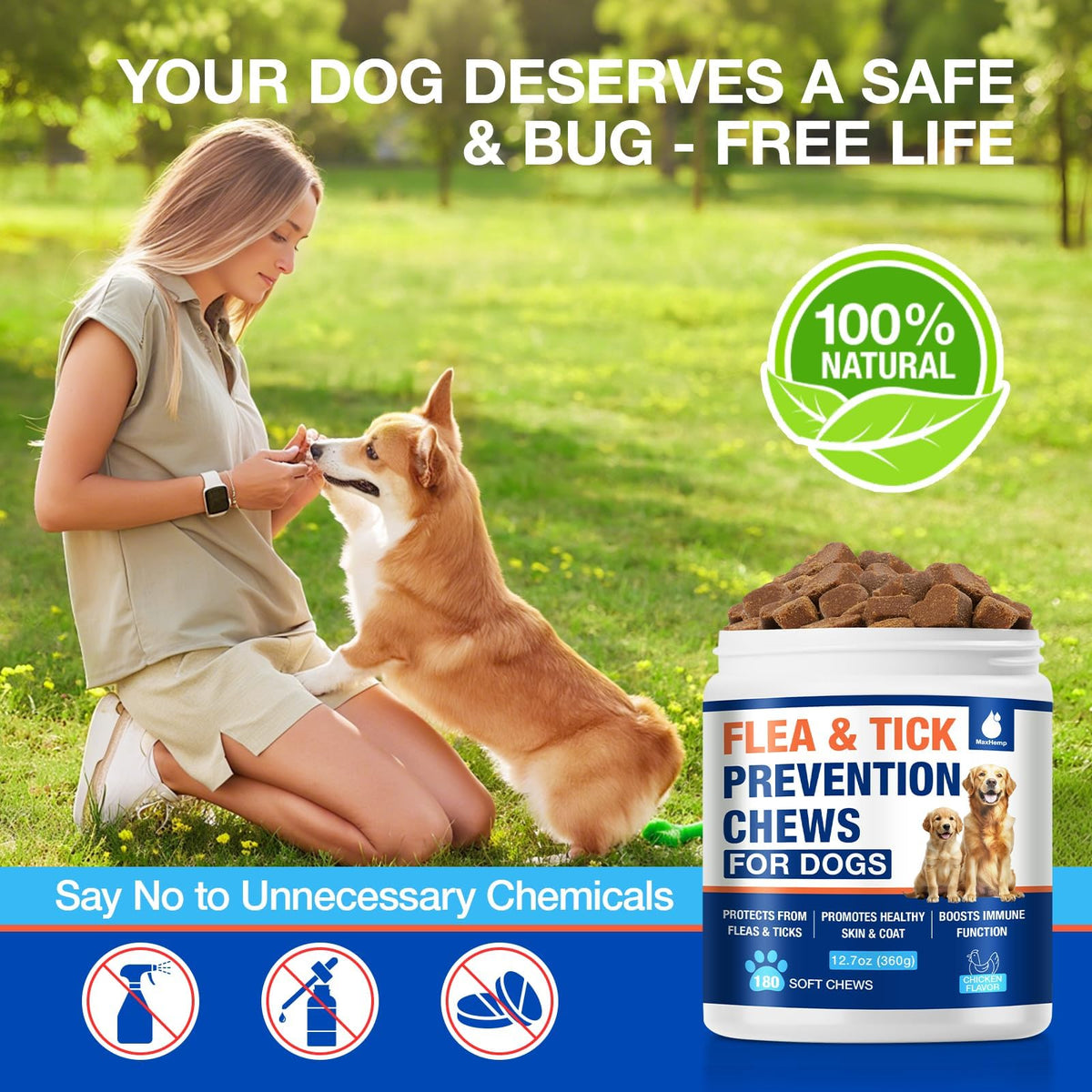 Natural Flea and Tick Prevention for Dogs Chewables Z637075