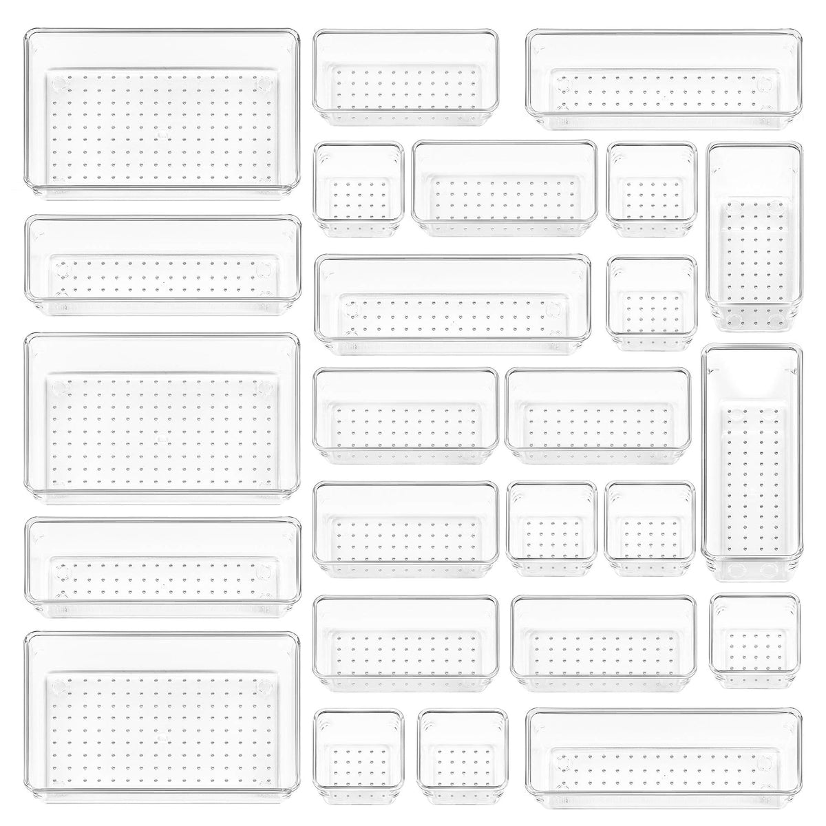 25 PCS Clear Plastic Drawer Organizers Set L71589
