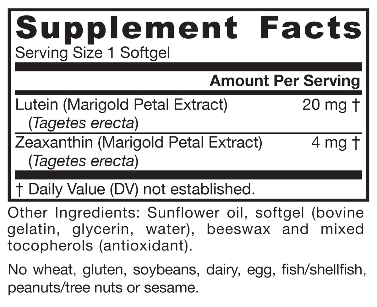 Lutein 20 mg with Zeaxanthin 120 Softgels H932