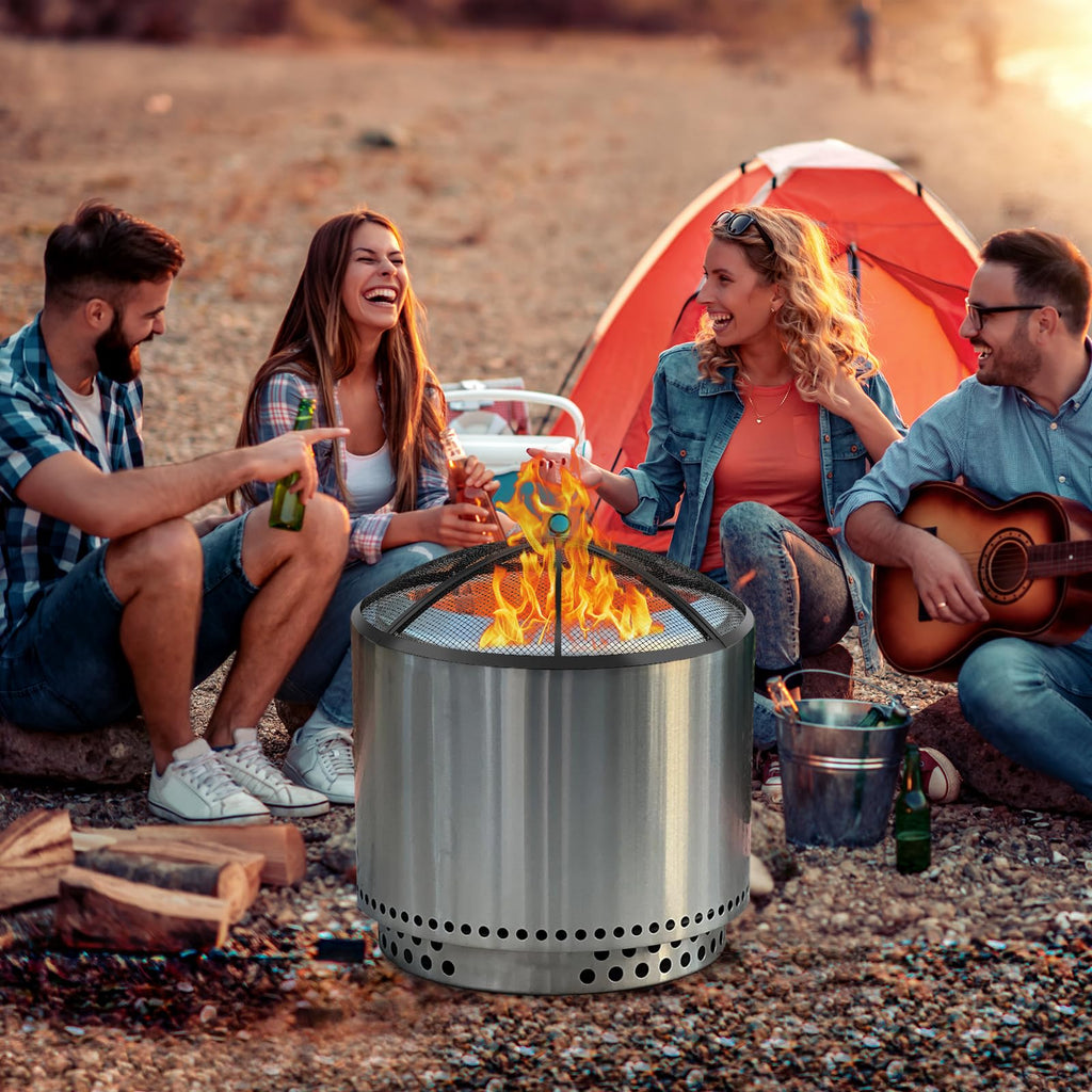 30 Inch Round Fire Pit Screen with Handle & Poker A935