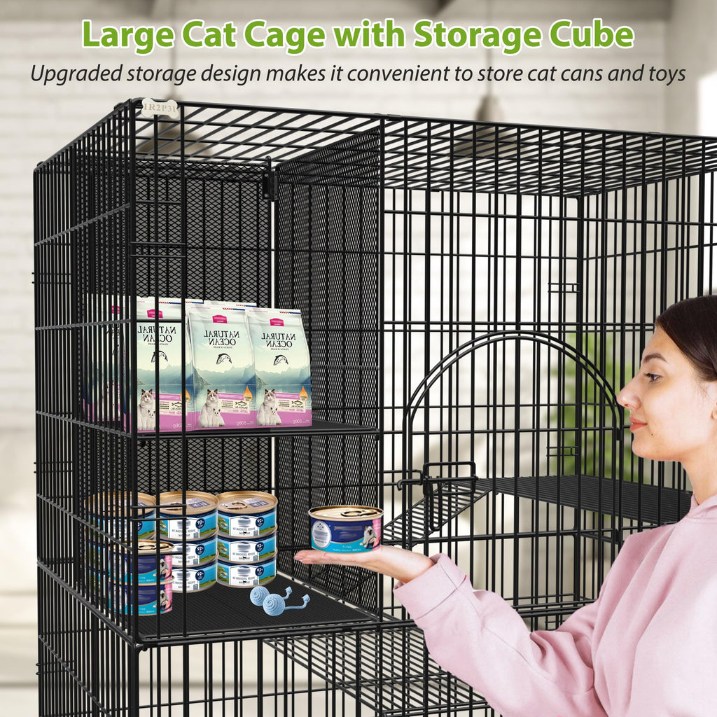 Extra Large Cat Cage Indoor Enclosure with Storage Cube R8206