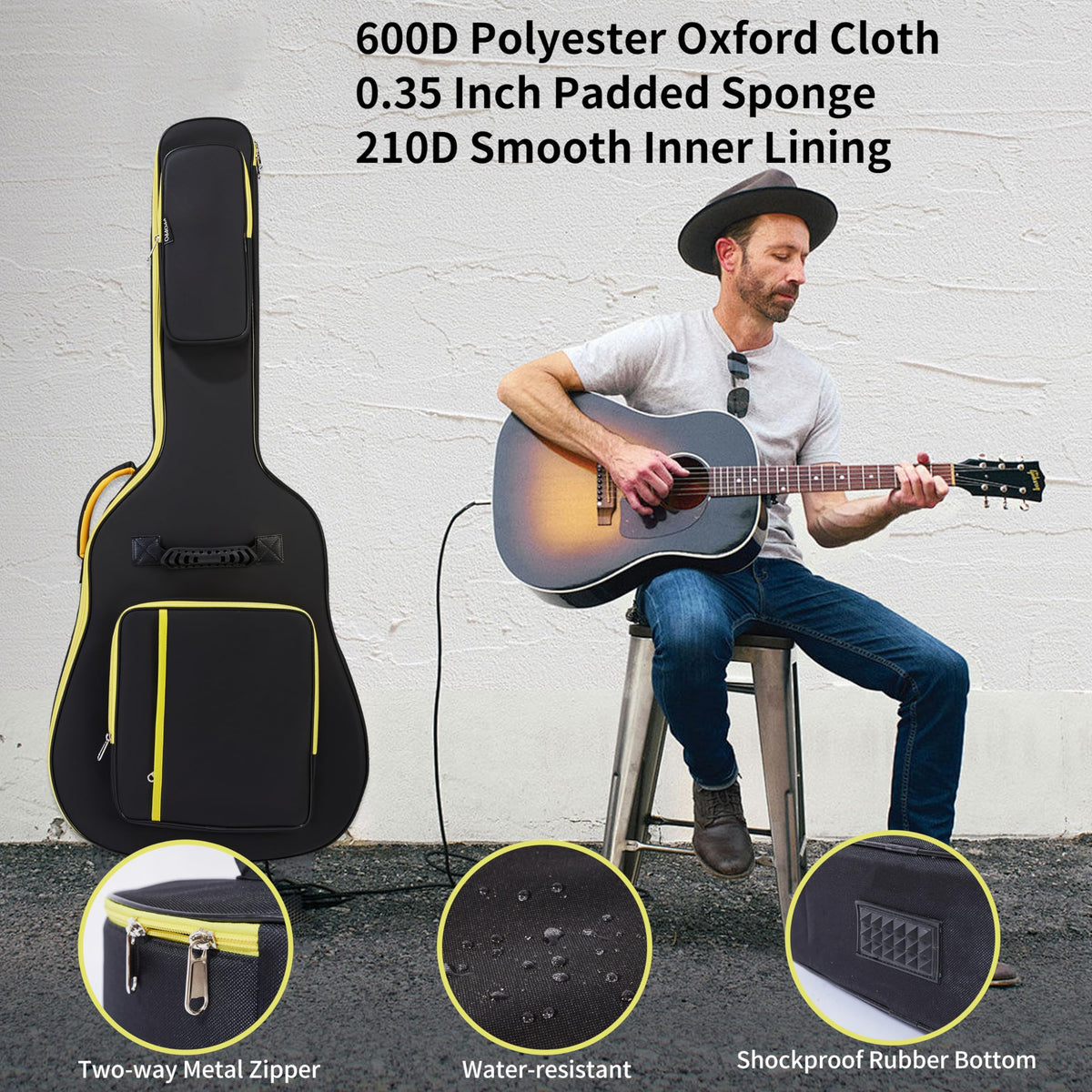 600D Waterproof Padded Acoustic Guitar Gig Bag C26514