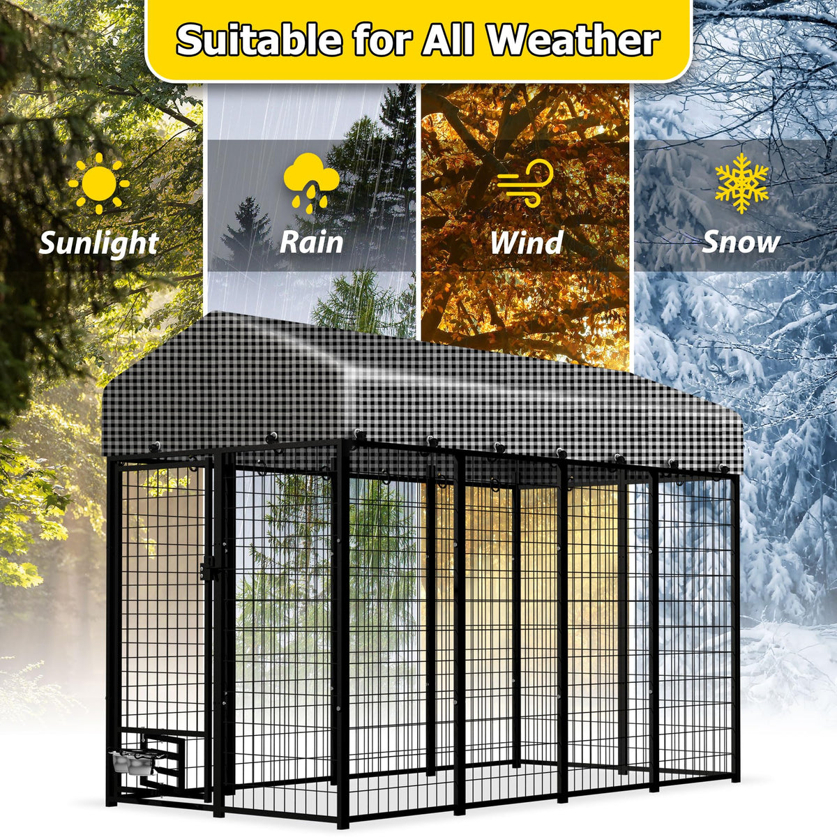 Heavy Duty Outdoor Dog Kennel with Roof Cover R65932