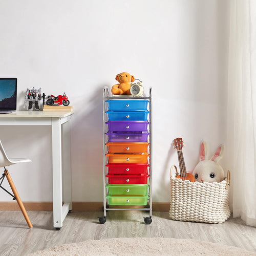 10 Drawer Rolling Cart with Locking Wheels N124
